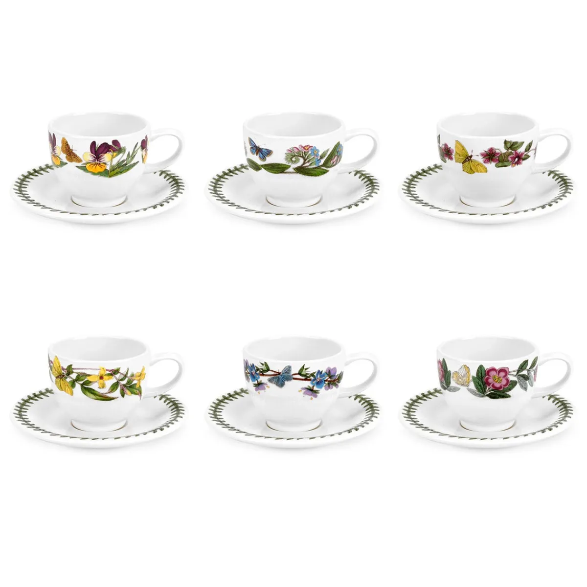 Portmeirion Botanic Garden 6 Espresso Cups & Saucers New