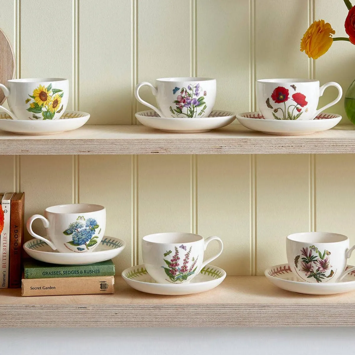 Portmeirion Botanic Garden Meadow Breakfast Teacup & Saucer, Poppy Discount