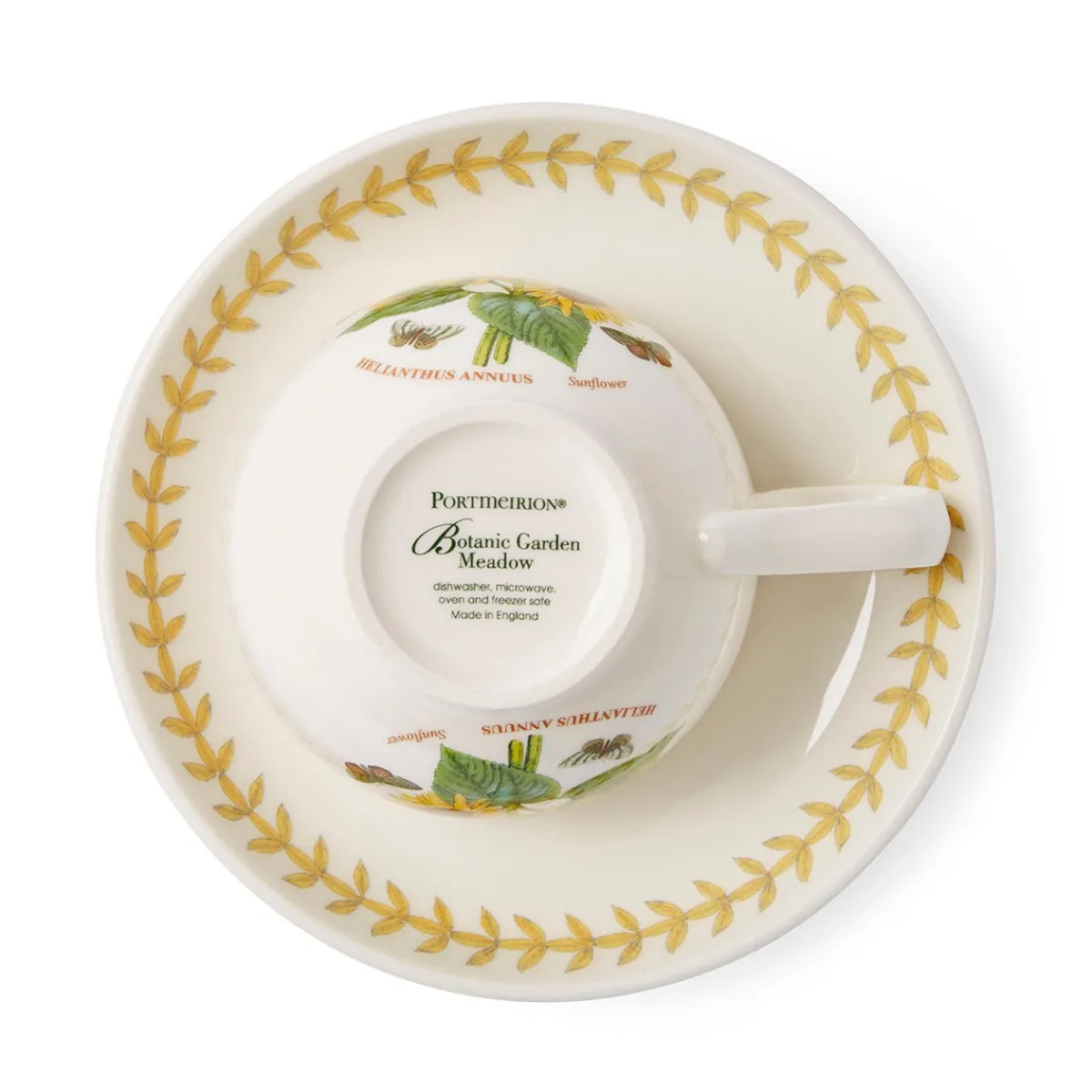 Portmeirion Botanic Garden Meadow Breakfast Teacup & Saucer, Sunflower Hot