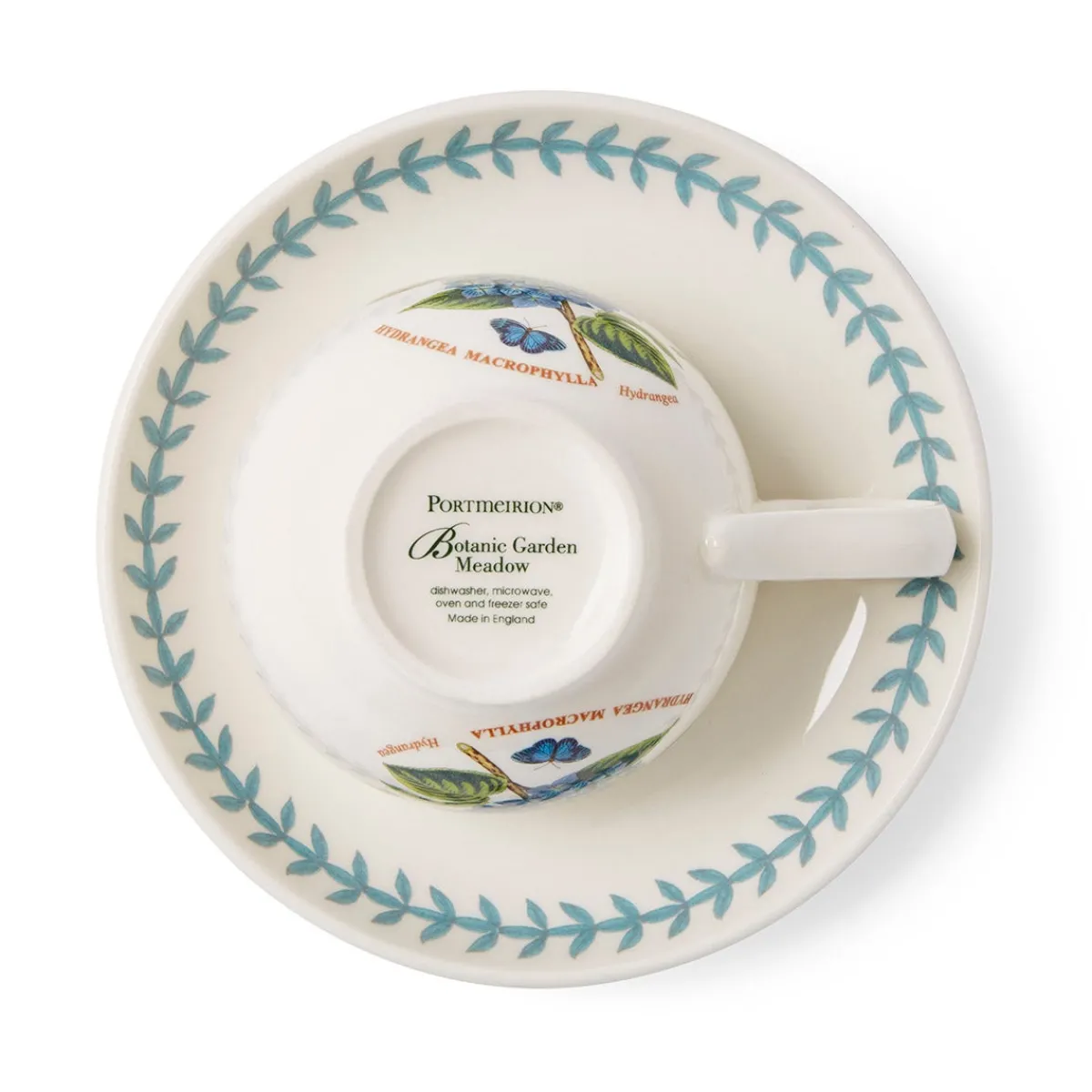 Portmeirion Botanic Garden Meadow Breakfast Teacup & Saucer, Hydrangea New
