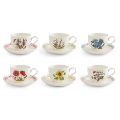 Portmeirion Botanic Garden Meadow Set of 6 Teacups & Saucers, Assorted Sale