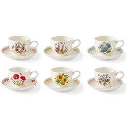 Portmeirion Botanic Garden Meadow Set of 6 Breakfast Teacups & Saucers, Assorted Hot