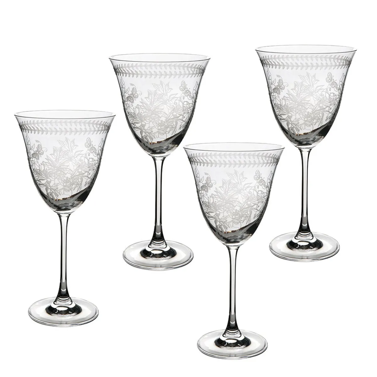 Portmeirion Botanic Garden Set of 4 Crystal Wine Glasses Clearance