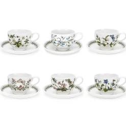 Portmeirion Botanic Garden Set of 6 Teacups & Saucers Fashion