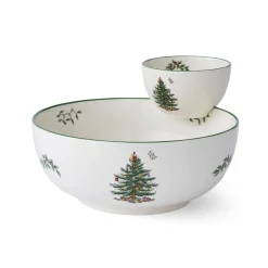 Spode Christmas Tree Tiered Chip n Dip Bowl Discount