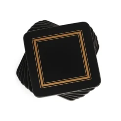 Pimpernel Classic Black Set of 6 Coasters Hot