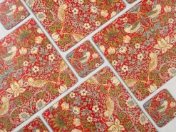 Pimpernel Morris and Co for Strawberry Thief Red Set of 6 Placemats and Coasters Outlet
