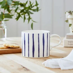Portmeirion Mug Meirion Pin Stripes Mug, Blue & White Discount