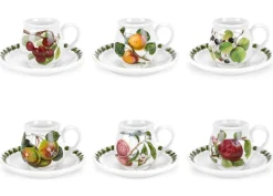 Portmeirion Pomona Set of 6 Mocha Coffee Cups & Saucers Discount