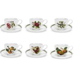 Portmeirion Pomona Set of 6 Teacups & Saucers New