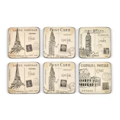 Pimpernel Postcard Sketches Set of 6 Coasters Online