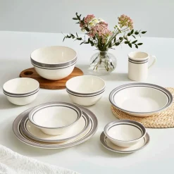 Portmeirion Potter's Stripe Oatmeal Bowl, Grey Best
