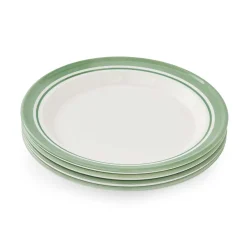 Portmeirion Potter's Stripe Set of 4 Dinner Plates, Green Hot