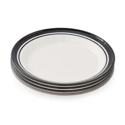Portmeirion Potter's Stripe Set of 4 Dinner Plates, Black Best