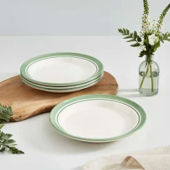 Portmeirion Potter's Stripe Set of 4 Dinner Plates, Green Hot
