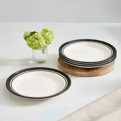 Portmeirion Potter's Stripe Set of 4 Dinner Plates, Black Best