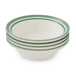 Portmeirion Potter's Stripe Set of 4 Oatmeal Bowls, Green Hot