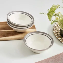 Portmeirion Potter's Stripe Set of 4 Oatmeal Bowls, Grey Best