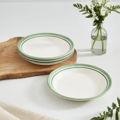 Portmeirion Potter's Stripe Set of 4 Side Plates, Green New