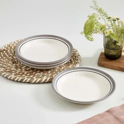Portmeirion Potter's Stripe Set of 4 Side Plates, Grey Hot