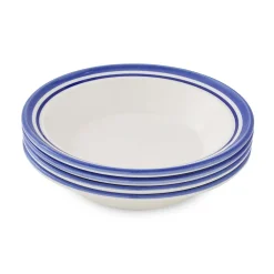 Portmeirion Potter's Stripe Set of 4 Soup Plates, Blue Hot
