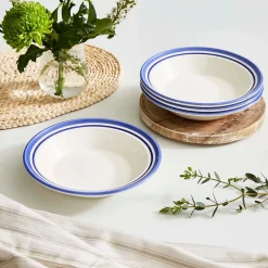 Portmeirion Potter's Stripe Set of 4 Soup Plates, Blue Hot