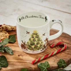 Royal Worcester Wrendale Designs Oh Christmas Tree Fine Bone China Mug Outlet