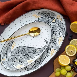 Portmeirion Sara Miller Artisanne Noir Large Serving Platter New