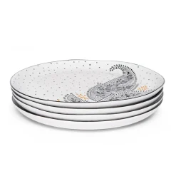 Portmeirion Sara Miller Artisanne Noir Set of 4 Dinner Plates Outlet