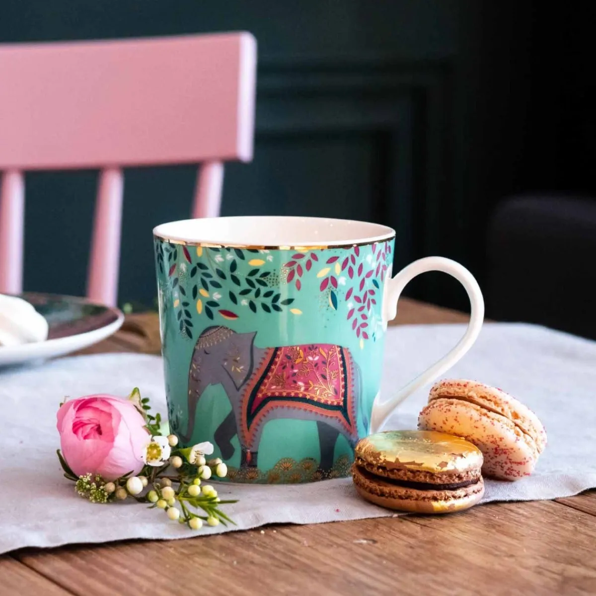 Portmeirion Sara Miller London India Elephant's Oasis Mug Sale