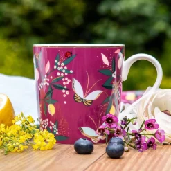 Portmeirion Sara Miller Orchard Mug, Deep Mauve Outlet