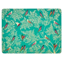 Pimpernel Sara Miller Set of 4 Bird Placemats, Green New