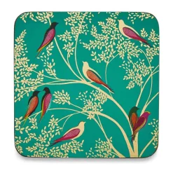 Pimpernel Sara Miller Set of 6 Bird Coasters, Green Hot