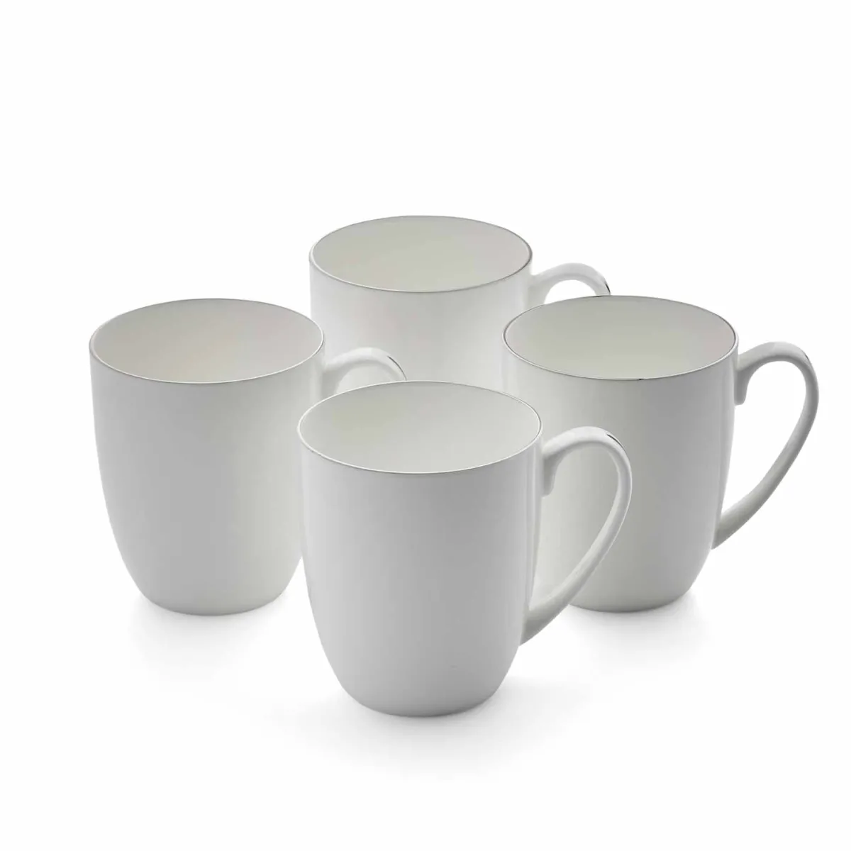 Royal Worcester Serendipity Platinum Set of 4 Barrel Mugs Hot