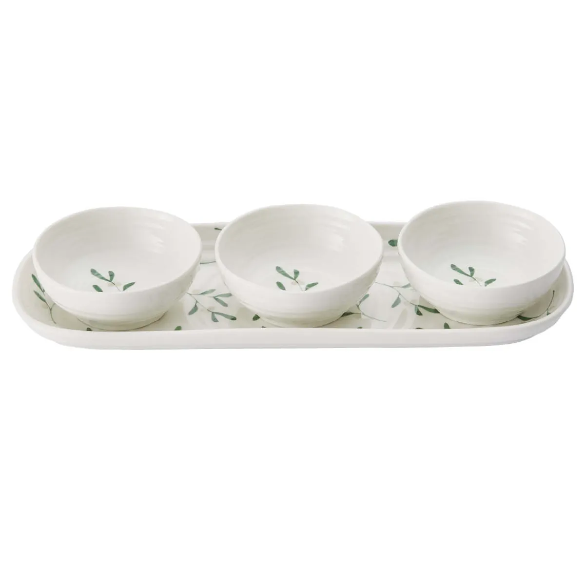 Portmeirion Sophie Conran Mistletoe 3 Bowl & Tray Set Fashion