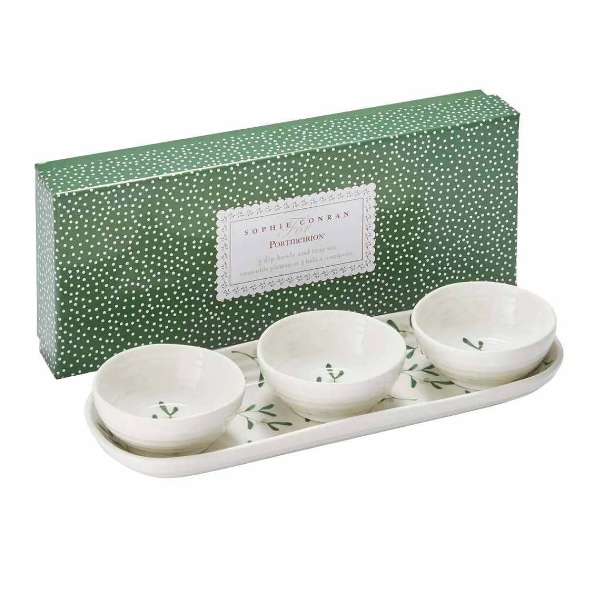 Portmeirion Sophie Conran Mistletoe 3 Bowl & Tray Set Fashion