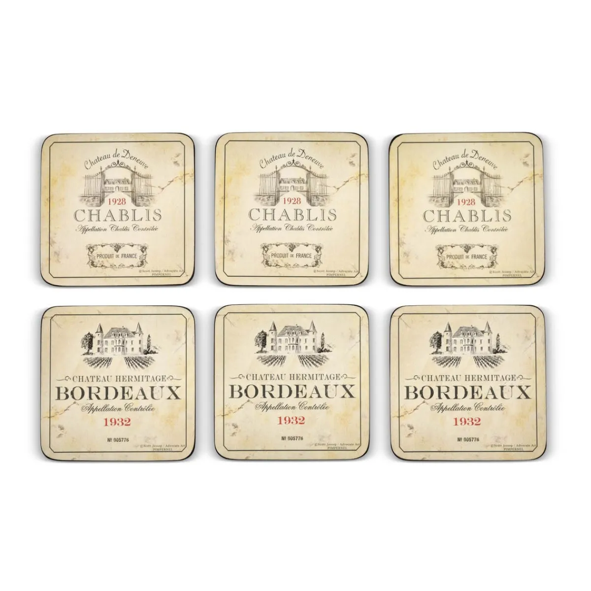 Pimpernel Vin de France Set of 6 Coasters Online