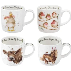 Royal Worcester Wrendale Designs Chistmas Gift Set of 4 Mugs Online