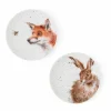 Royal Worcester Wrendale Designs Fox & Hare Coupe Side Plates Outlet