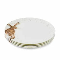 Royal Worcester Wrendale Designs Hare 4 Coupe Dinner Plates Fashion