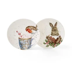 Royal Worcester Wrendale Designs Robin & Bunny Plate Set Clearance