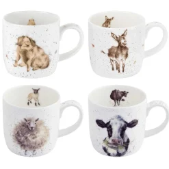 Royal Worcester Wrendale Designs Set Gift of 4 Mugs Outlet