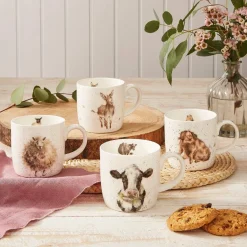 Royal Worcester Wrendale Designs Set Gift of 4 Mugs Outlet