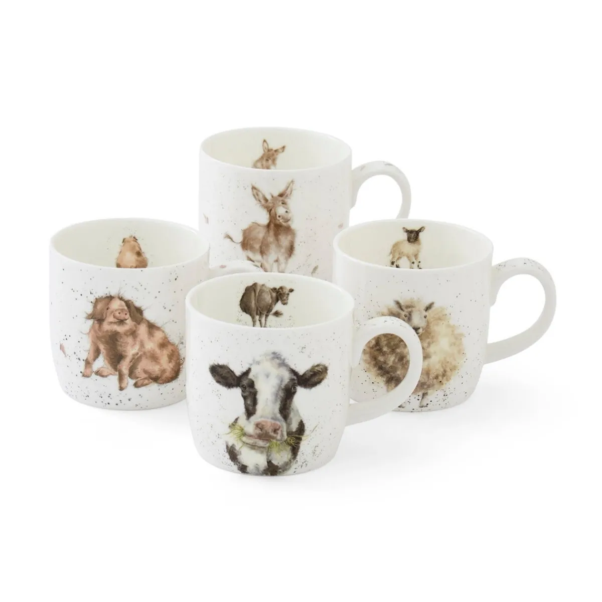 Royal Worcester Wrendale Designs Set Gift of 4 Mugs Outlet