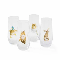 Royal Worcester Wrendale Designs Set of 4 Highball Glasses Hot