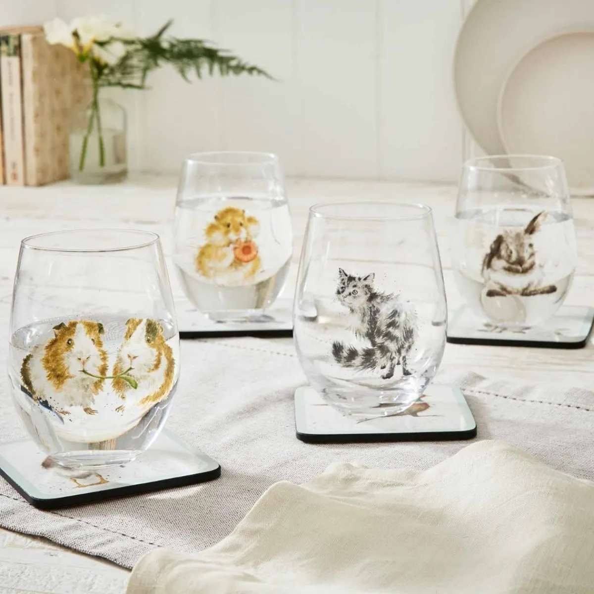 Royal Worcester Wrendale Designs Set of 4 Animal Tumblers Outlet
