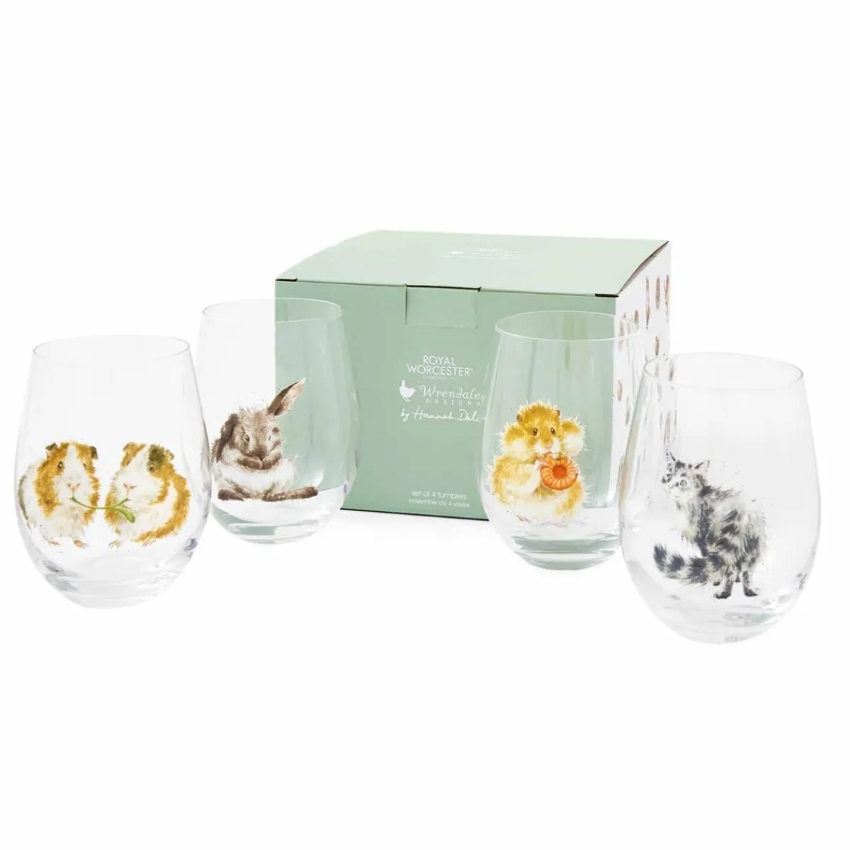 Royal Worcester Wrendale Designs Set of 4 Animal Tumblers Outlet