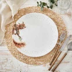 Royal Worcester Wrendale Designs Squirrel 4 Coupe Plates,26cm New