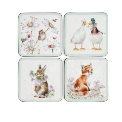 Pimpernel Wrendale Designs Wildflowers 4 Coasters New