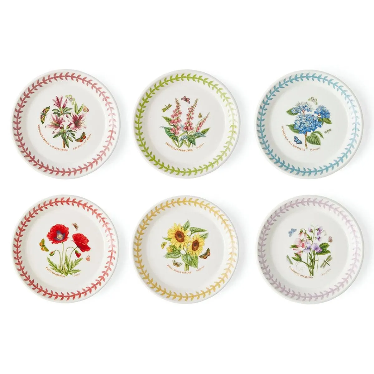 Portmeirion Botanic Garden Meadow Set of 6 Bread Plates, Assorted Hot